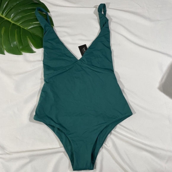 NWT Tavik‎ [ Small ] Drew Plunging One Piece Swimsuit in Storm Green - Picture 6 of 13